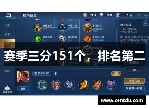 赛季三分151个，排名第二